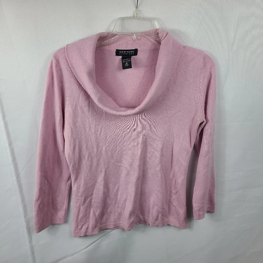 New York & Company Pink Women's Cowl Neck Sweater
